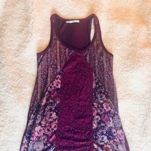 Purple floral and lace tank